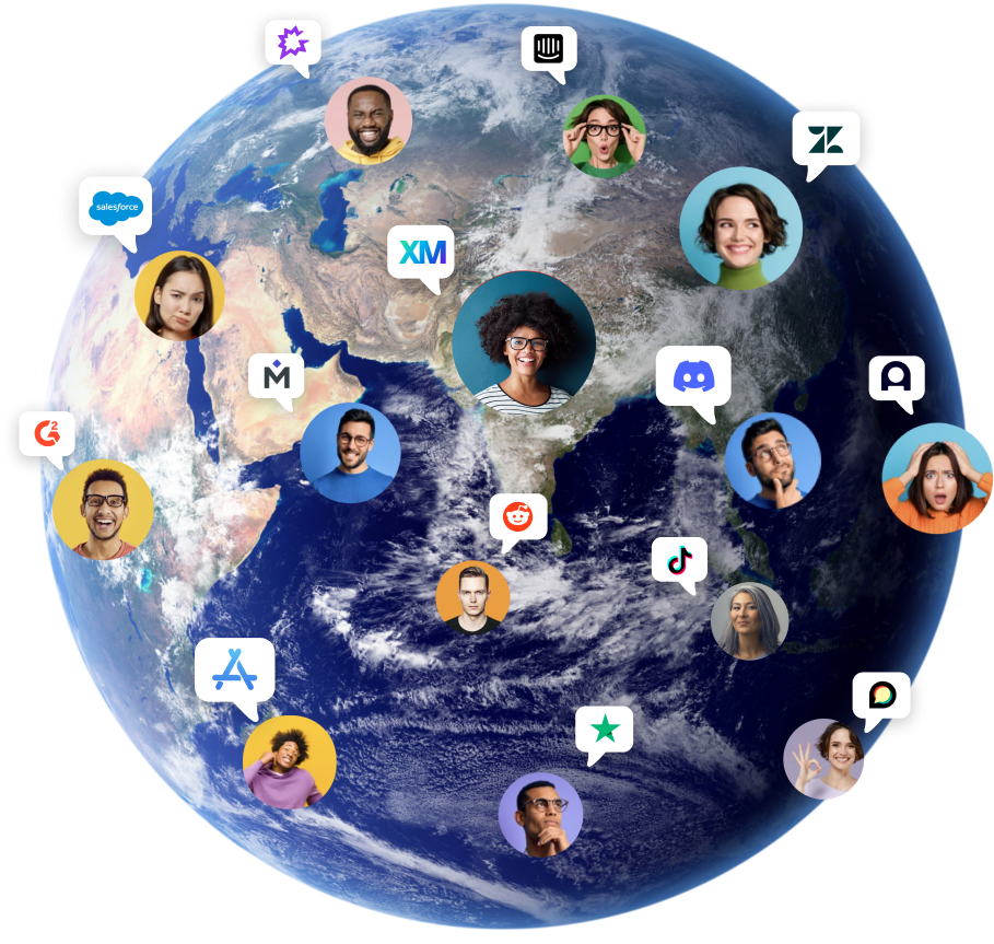 Globe with customer avatars